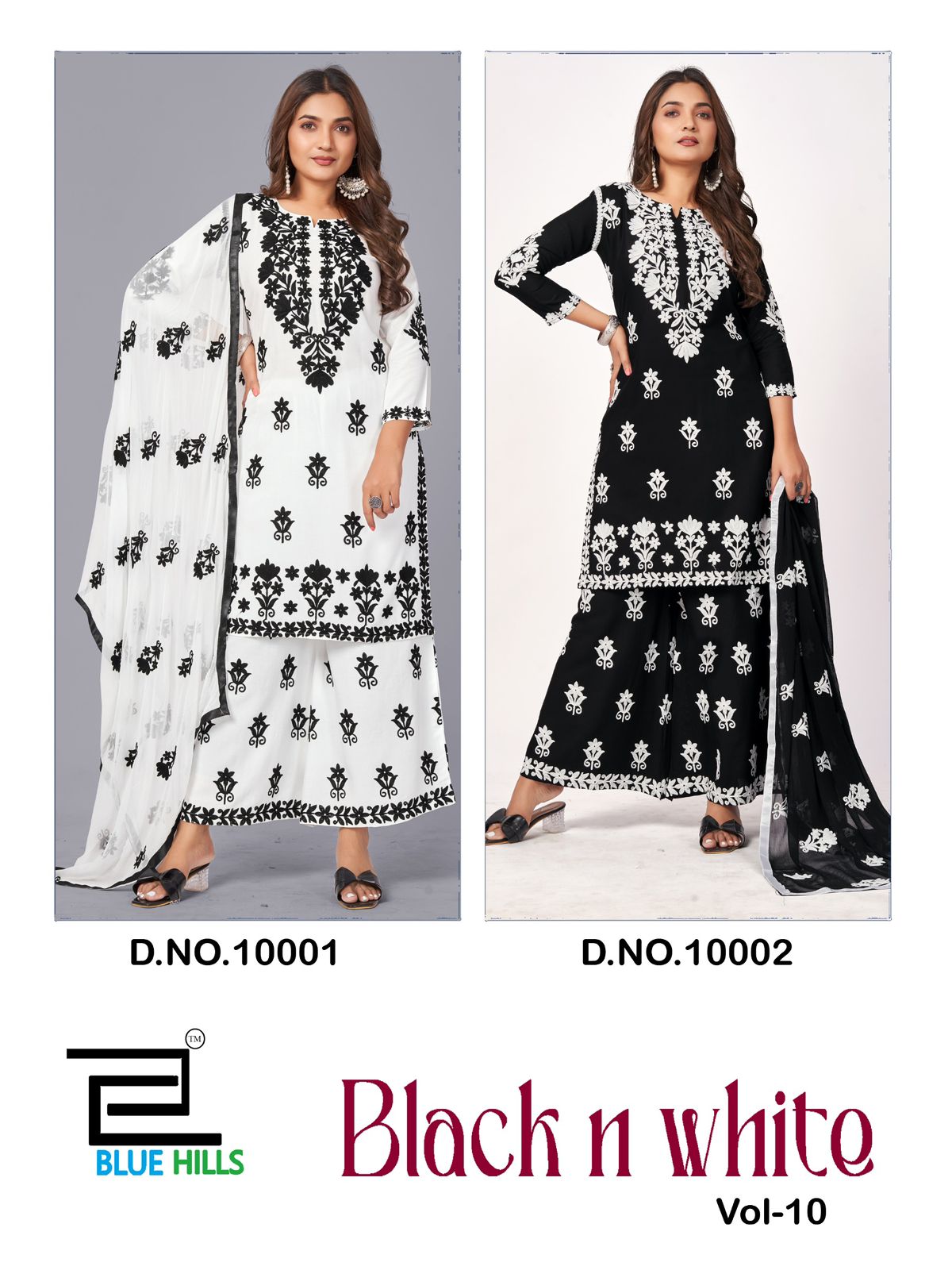 Black And White Vol 10 By Blue Hills Rayon Kurti With Bottom Online Wholesale
